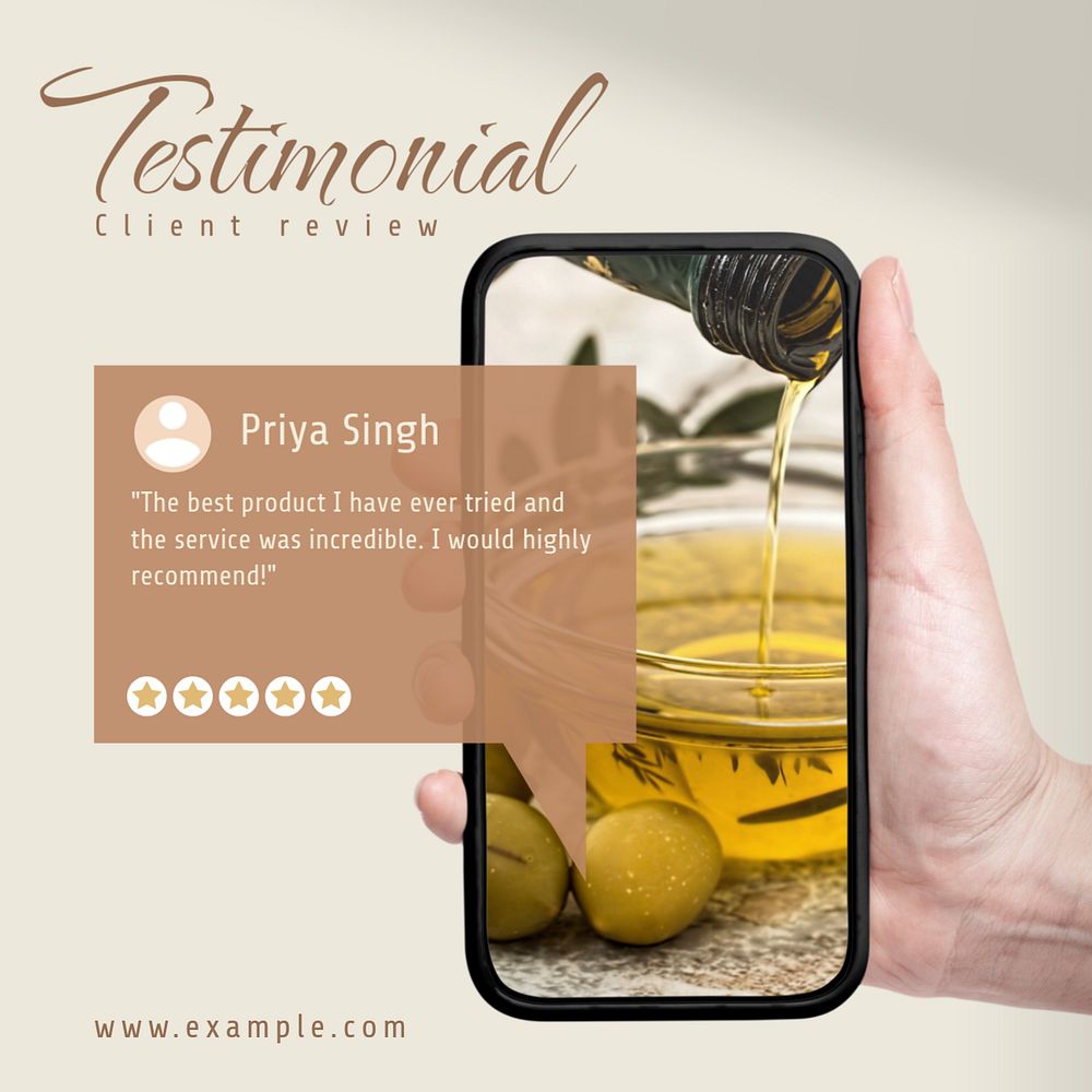 Testimonial Instagram post template, editable text