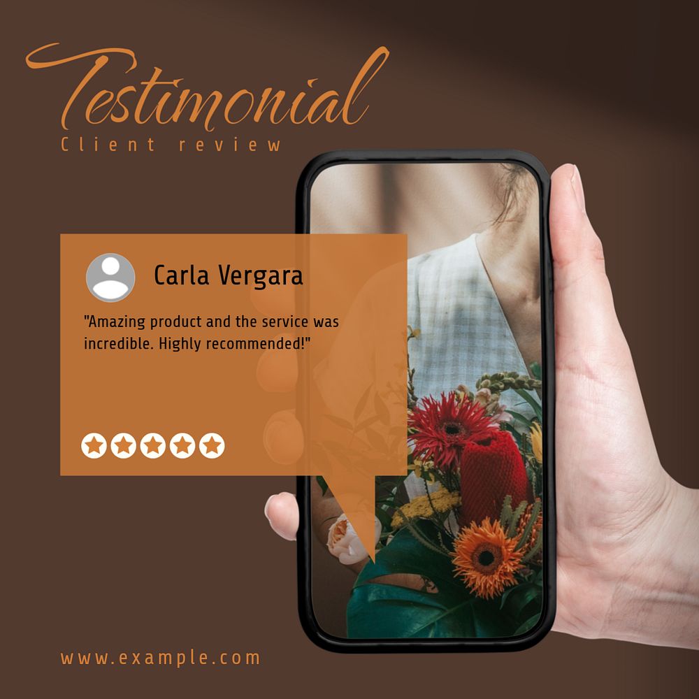 Testimonial Instagram post template, editable text