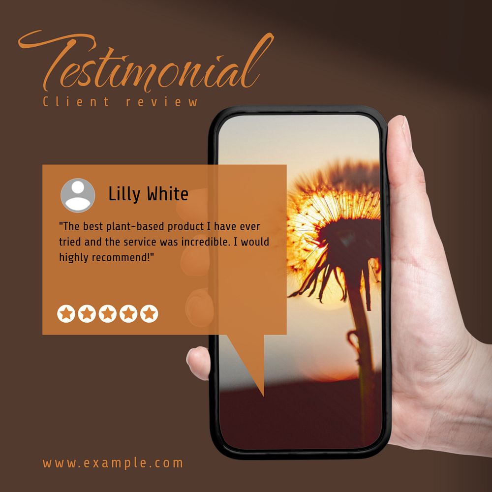 Testimonial Instagram post template, editable text