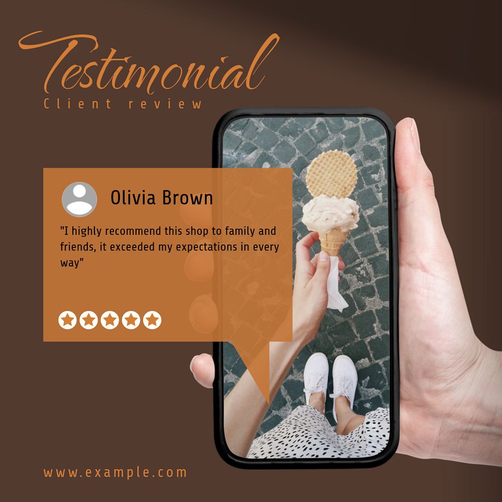 Testimonial Instagram post template, editable text