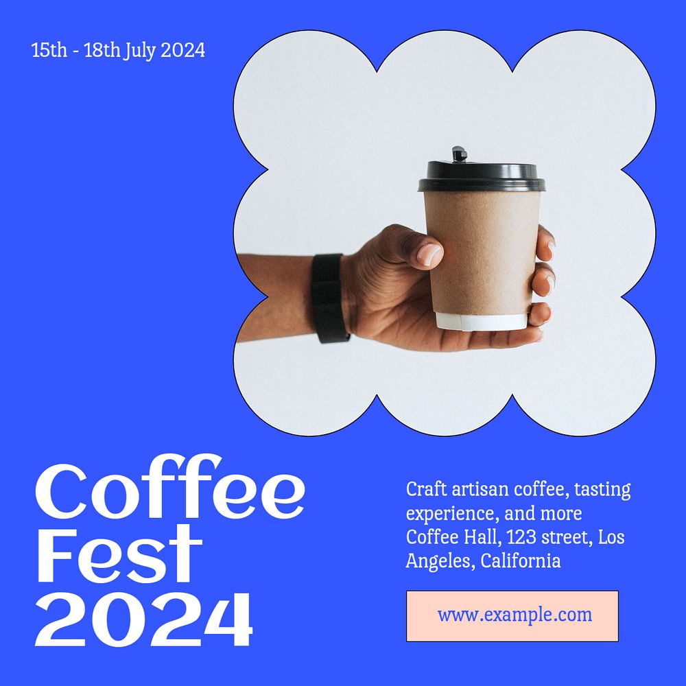 Coffee fest Facebook post template, editable design