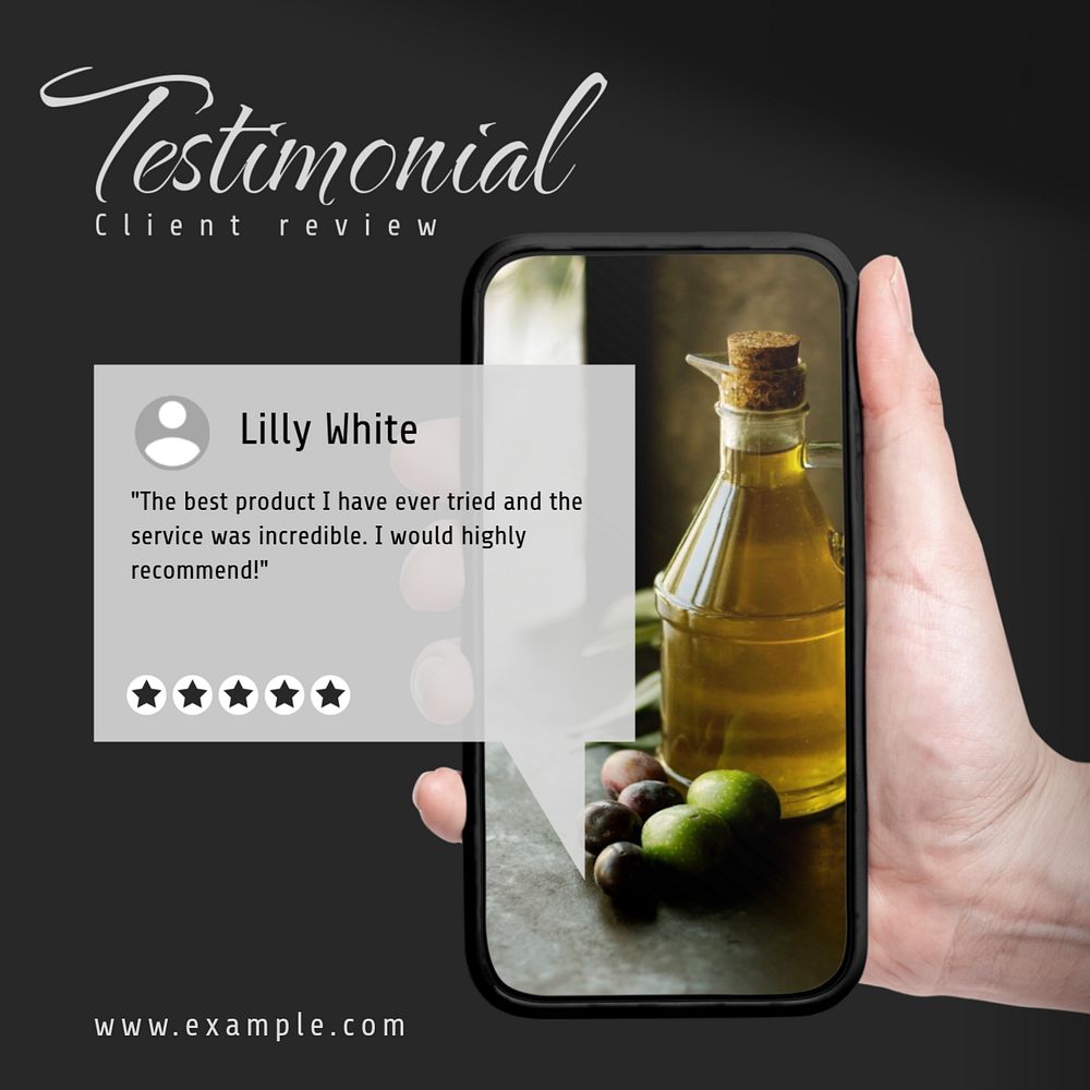 Testimonial Instagram post template, editable text