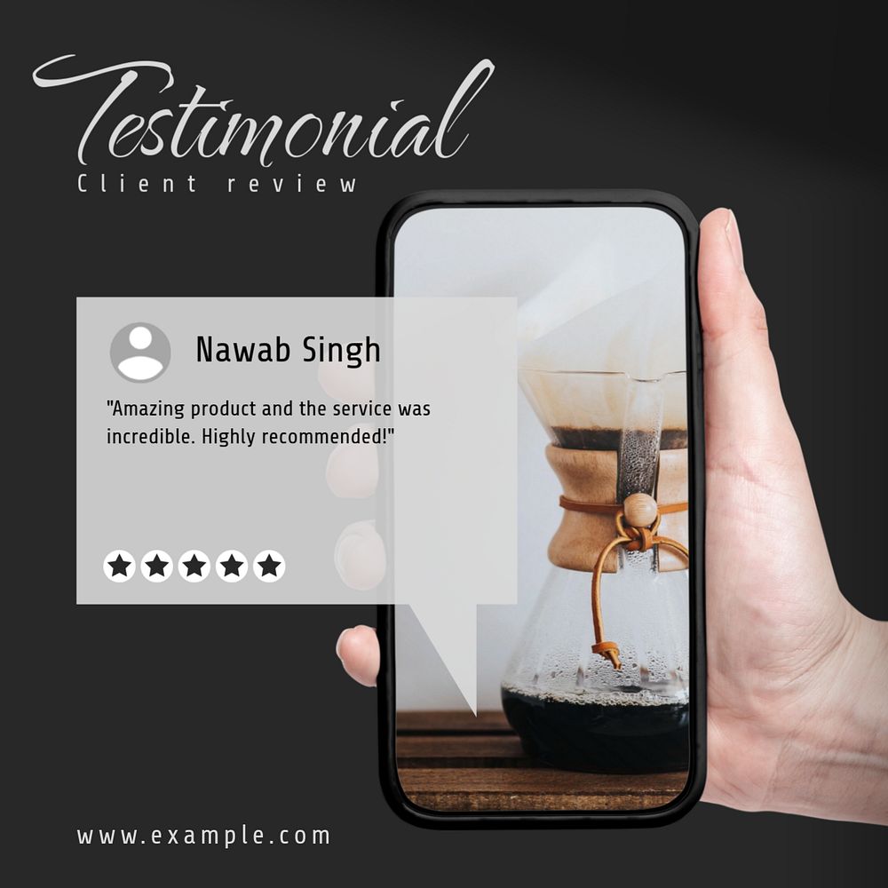 Testimonial Instagram post template, editable text