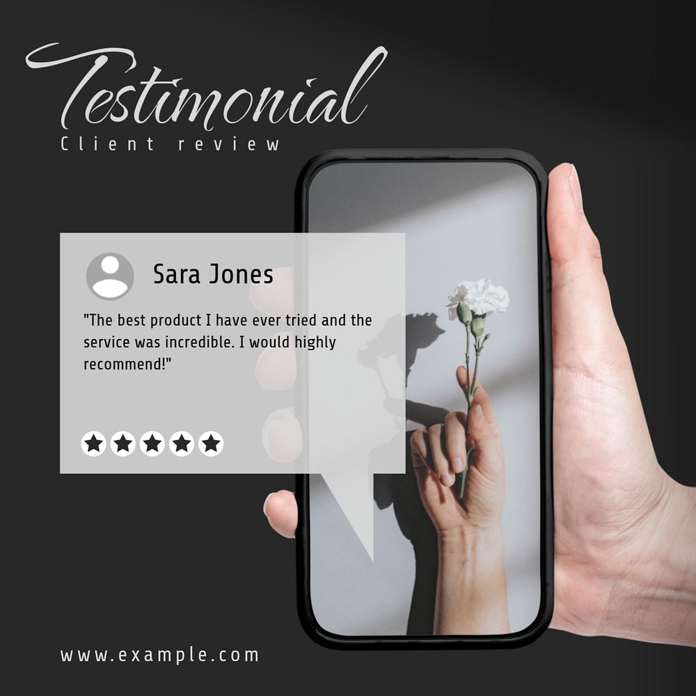 Testimonial Instagram post template, editable text