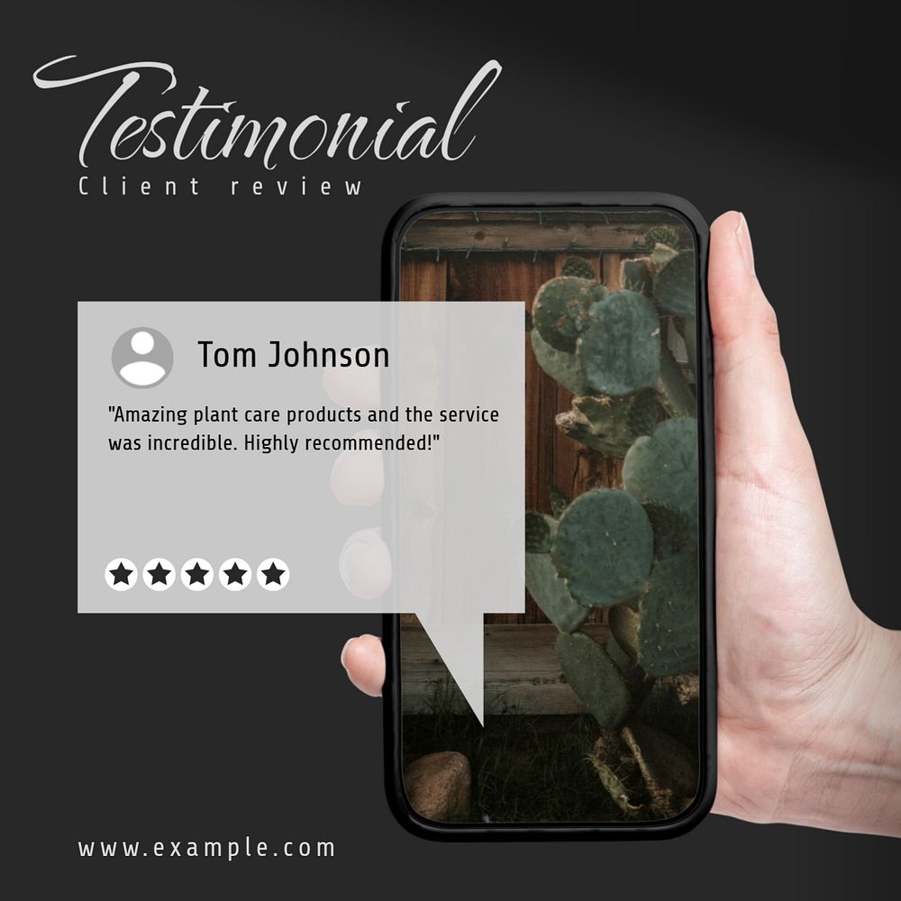 Testimonial Instagram post template, editable text