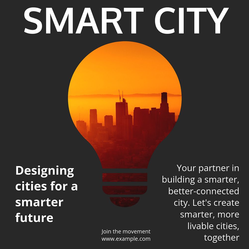 Smart city Instagram post template, editable text