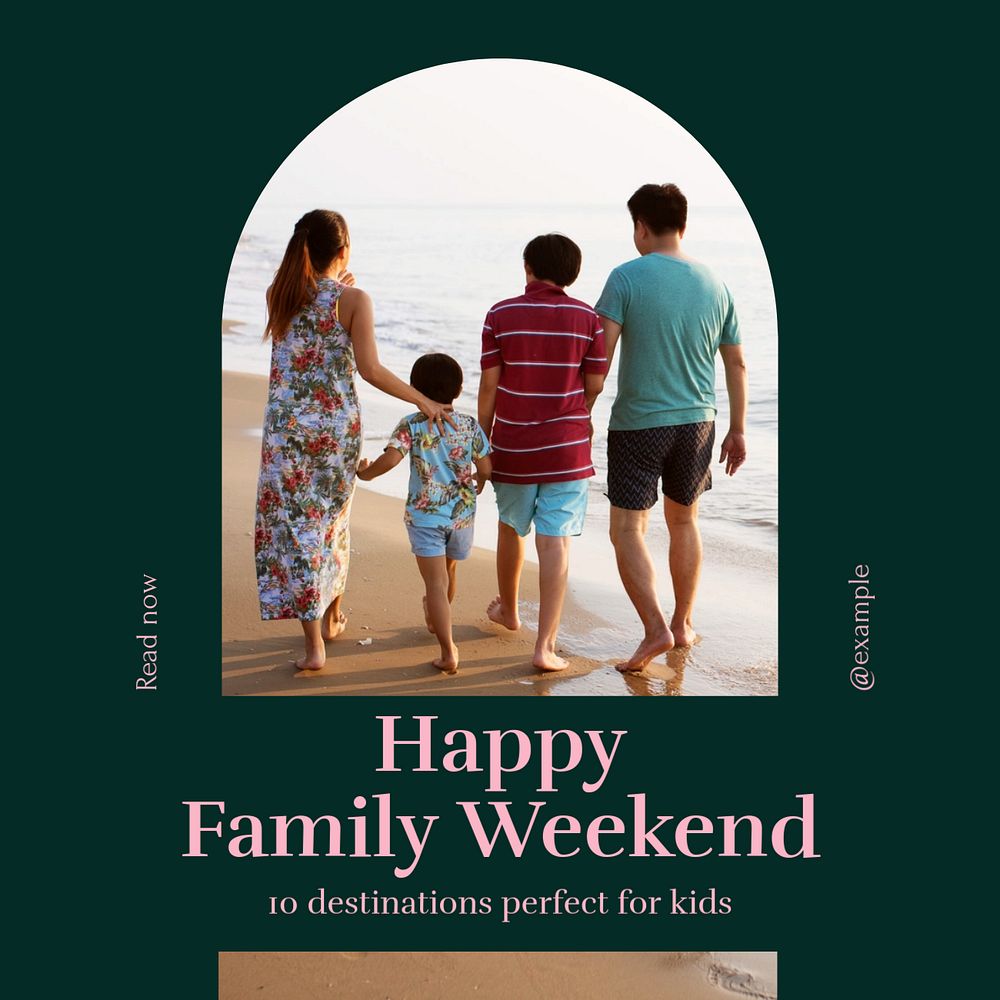 Happy family weekend Instagram post template, editable social media design