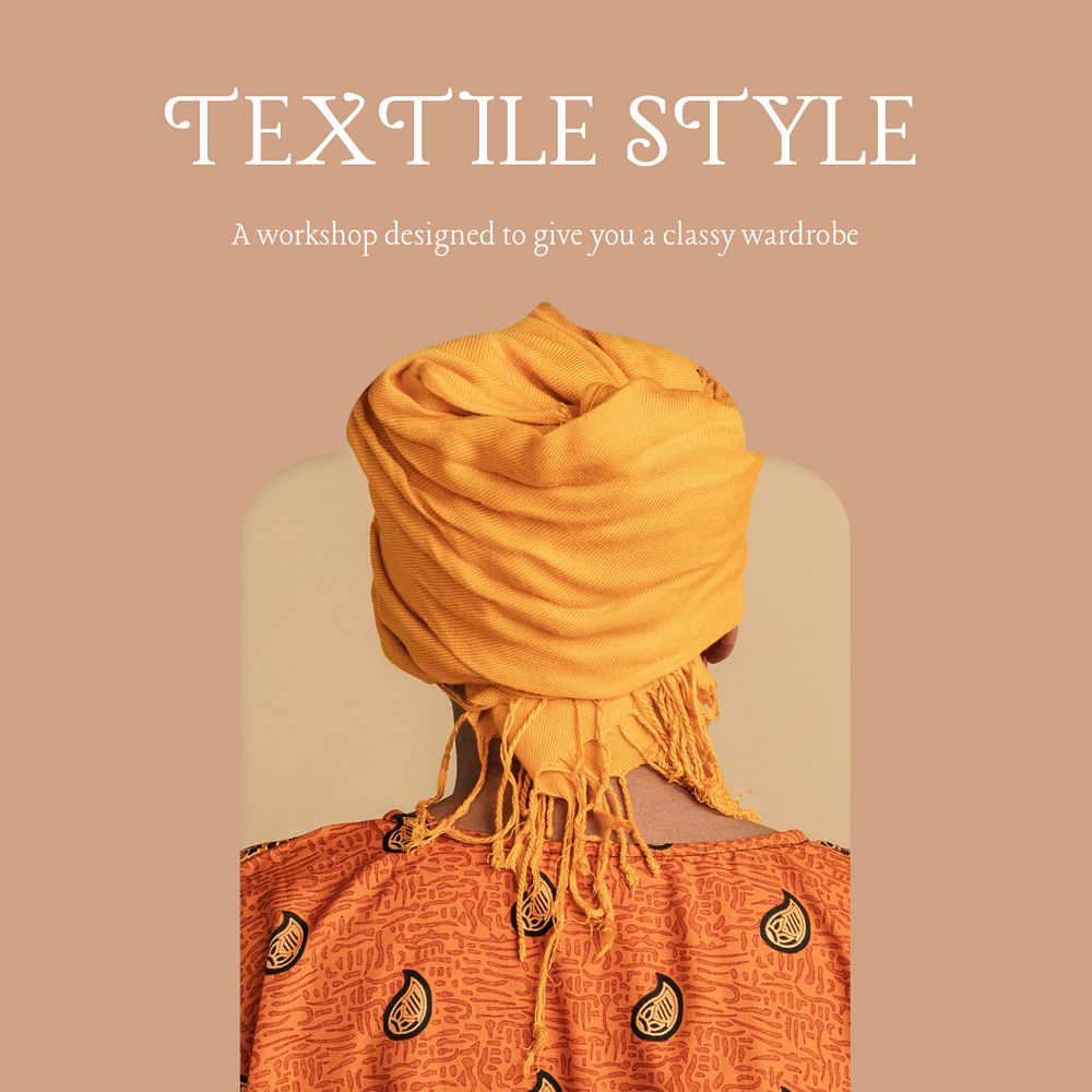 Textiles Instagram post template, editable text