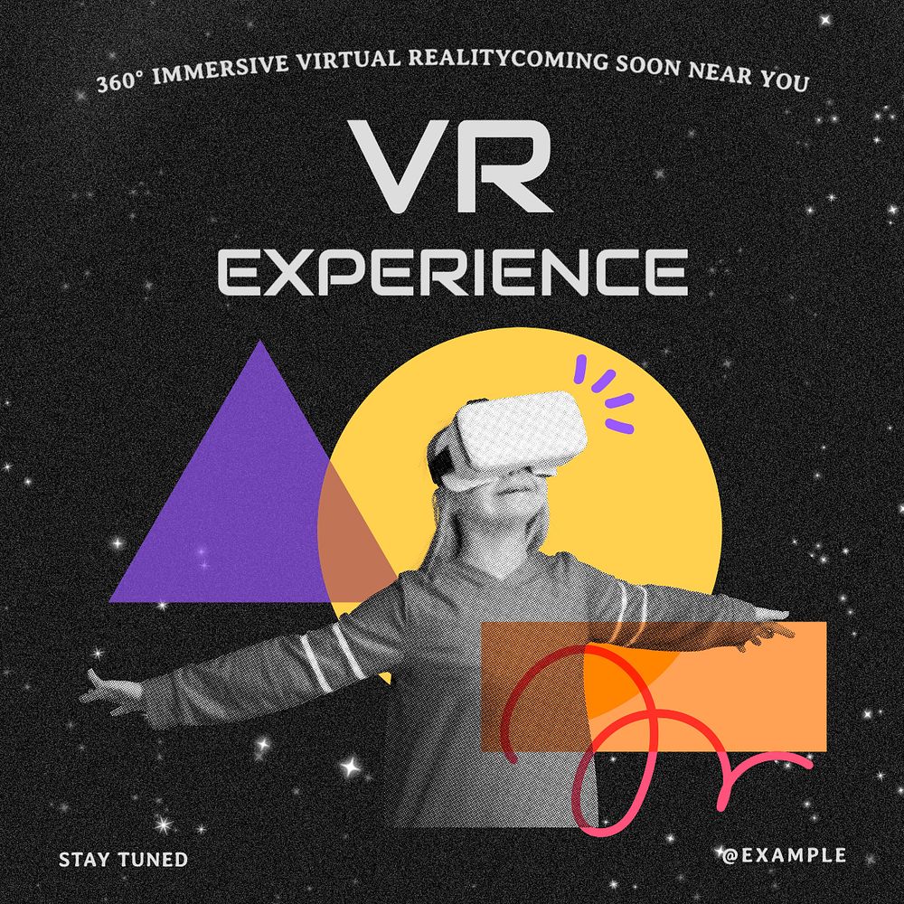 VR experience Instagram post template, editable text