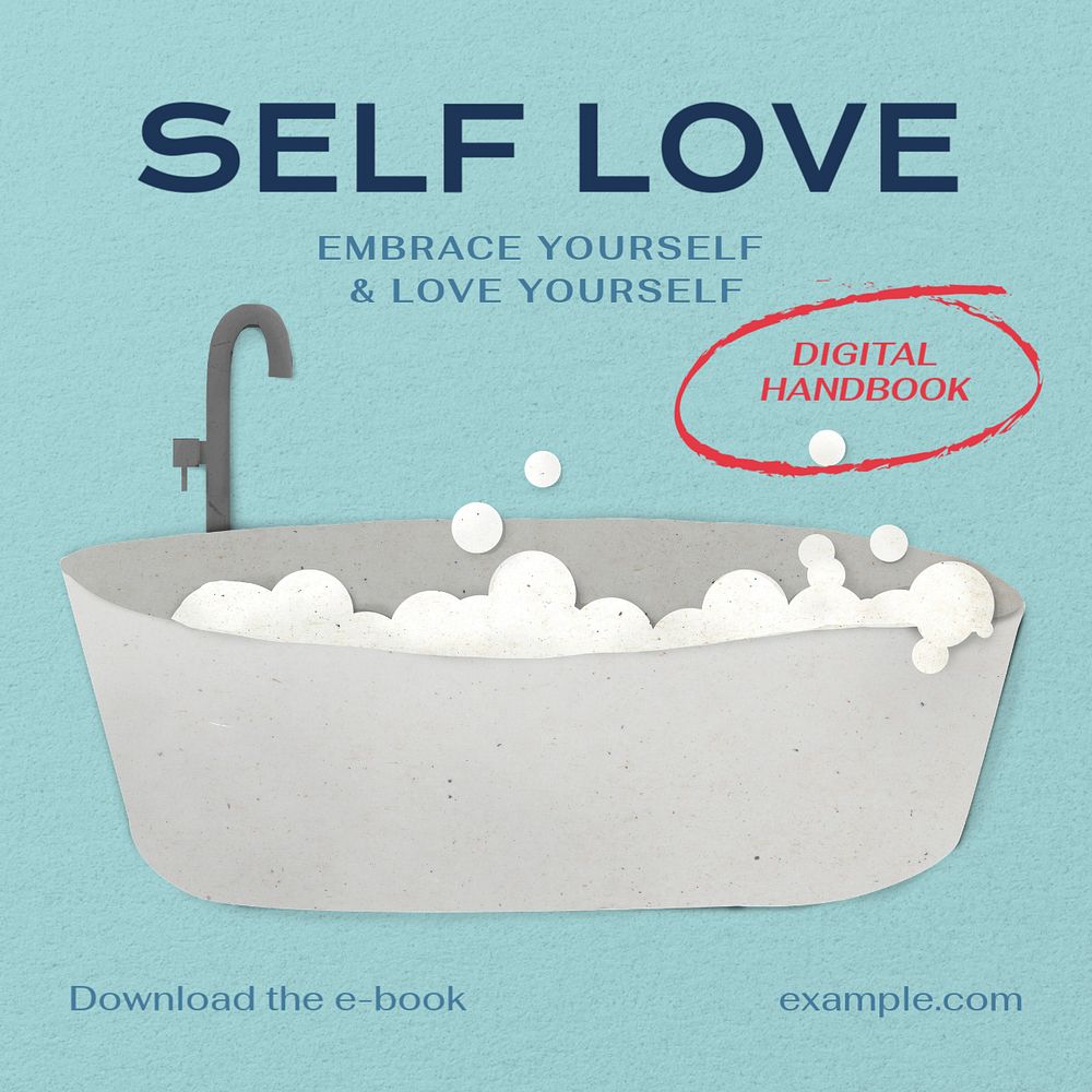 Self love ebook Instagram post template, editable text