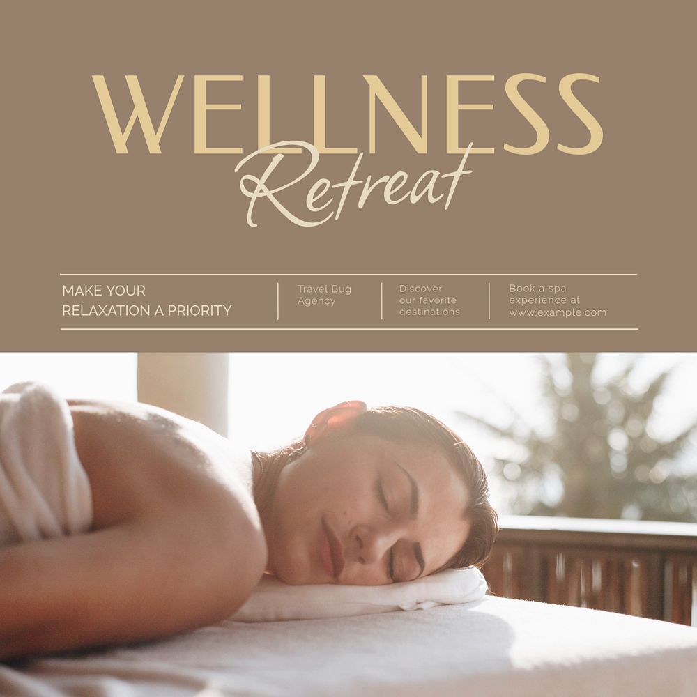 Wellness retreat Instagram post template, editable social media design