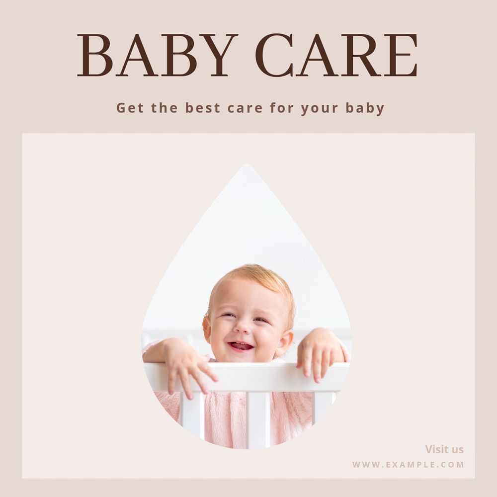 Baby care Facebook post template, editable design