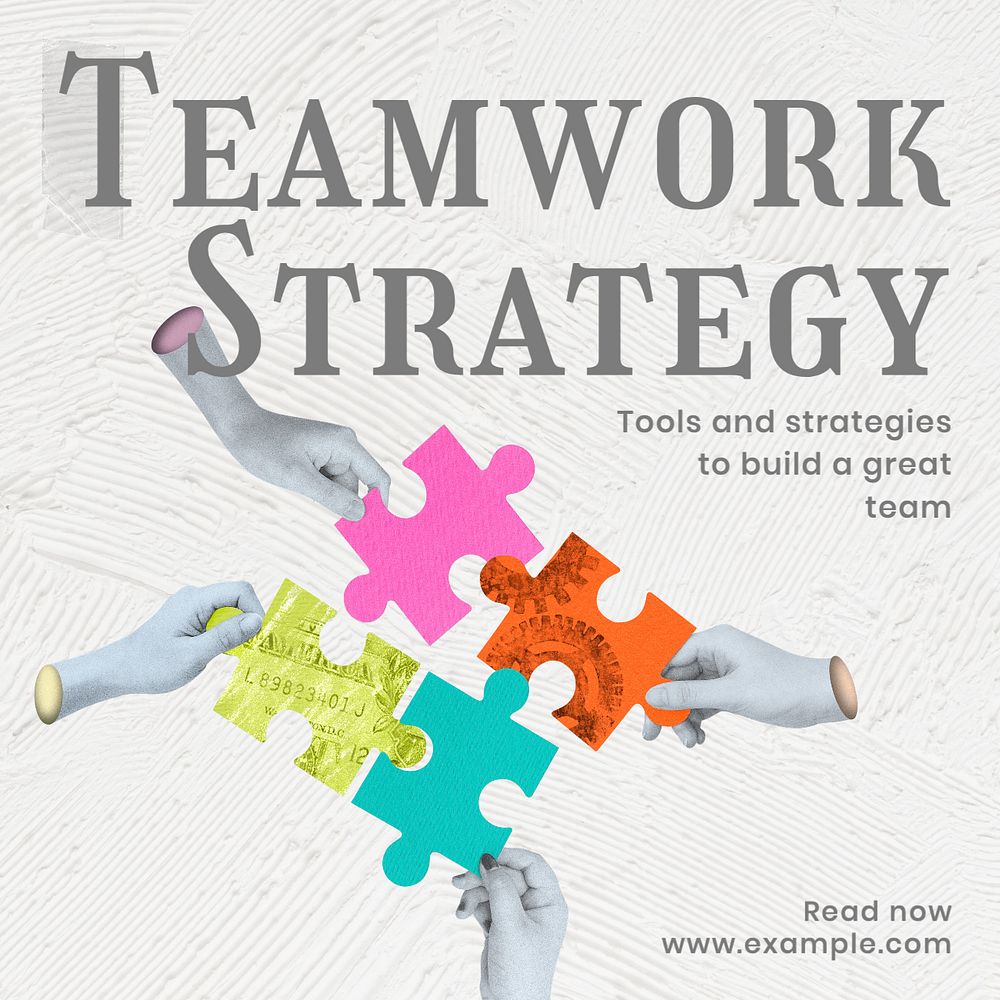 Teamwork strategy Instagram post template, editable text