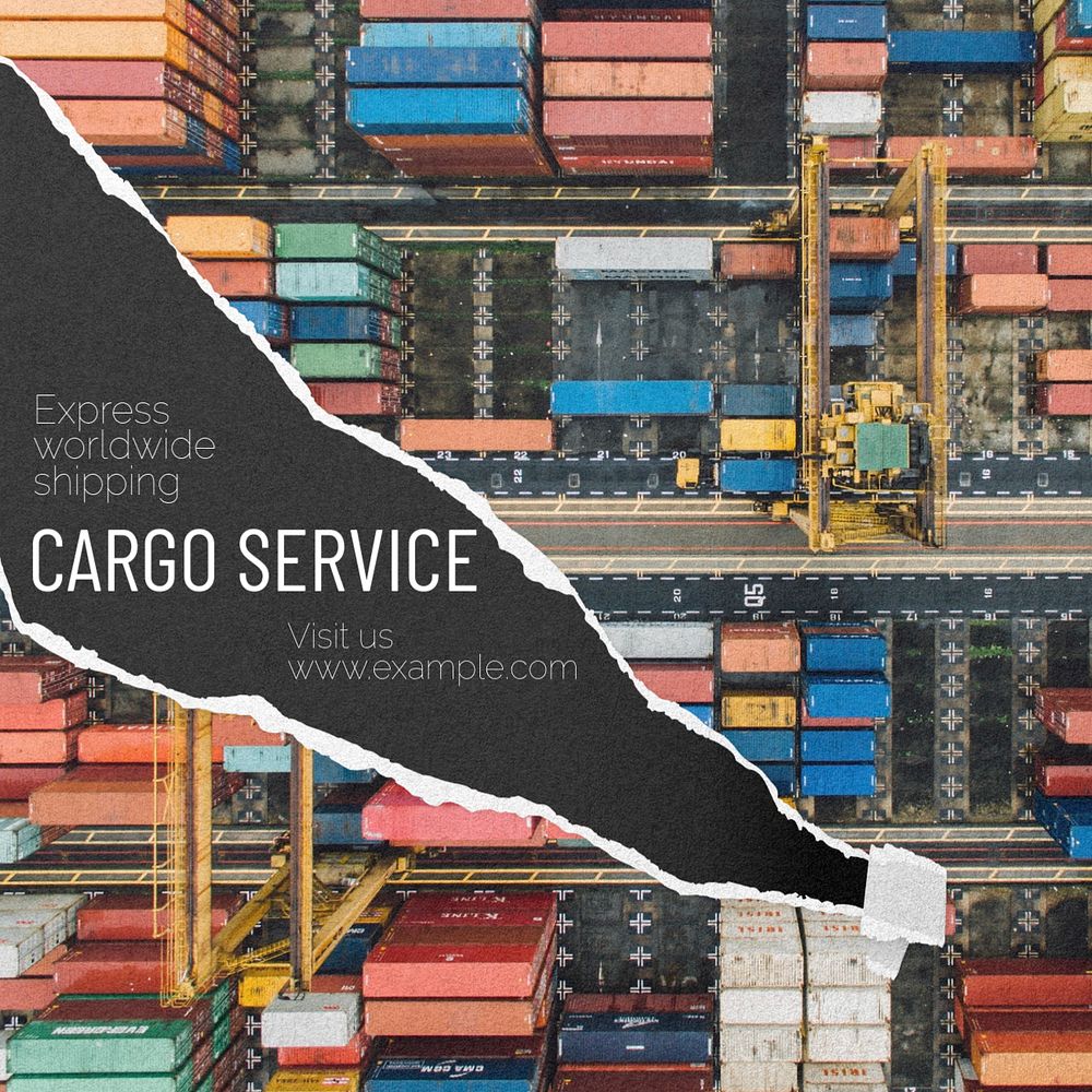 Cargo service Instagram post template, editable text