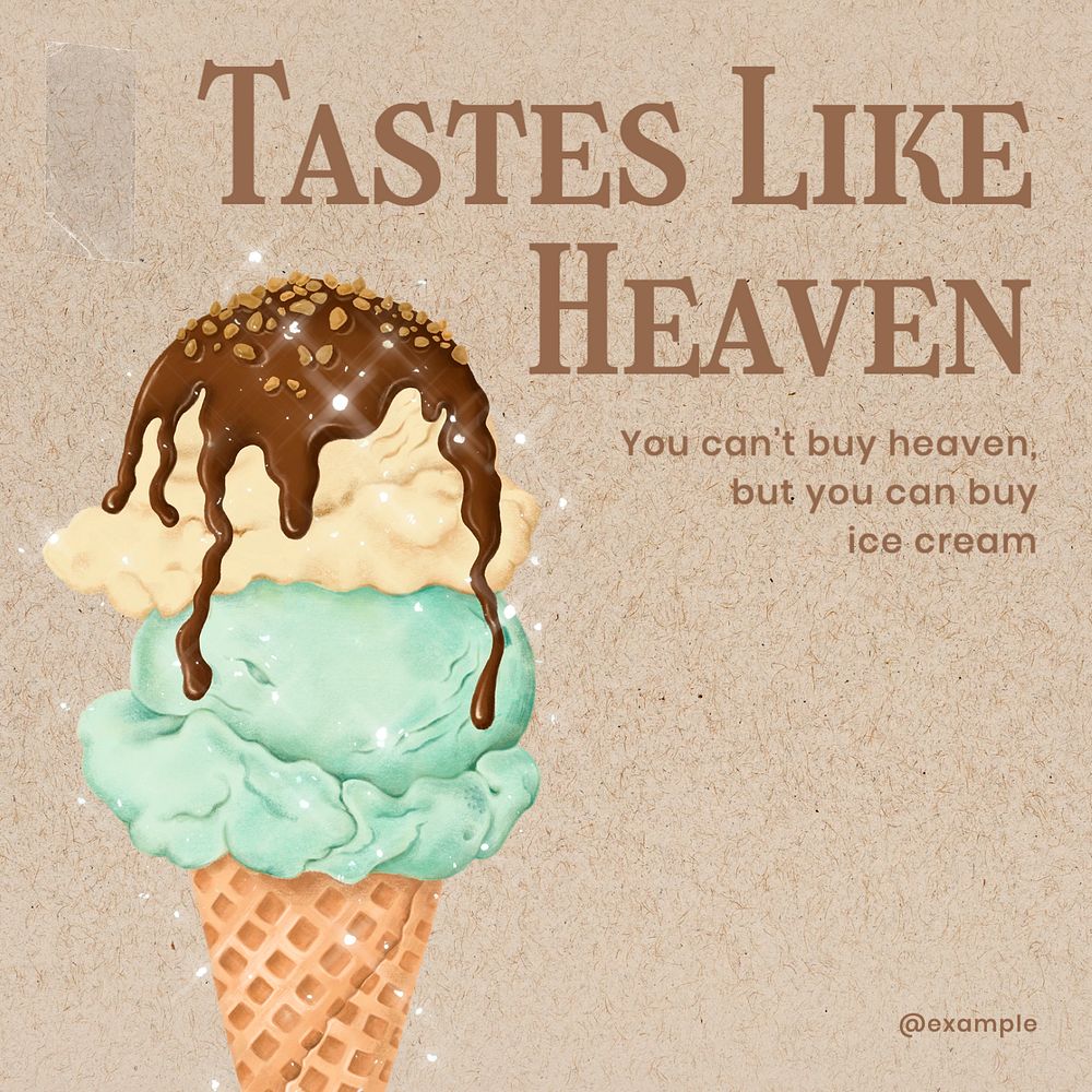 Ice-cream shop Instagram post template, editable text