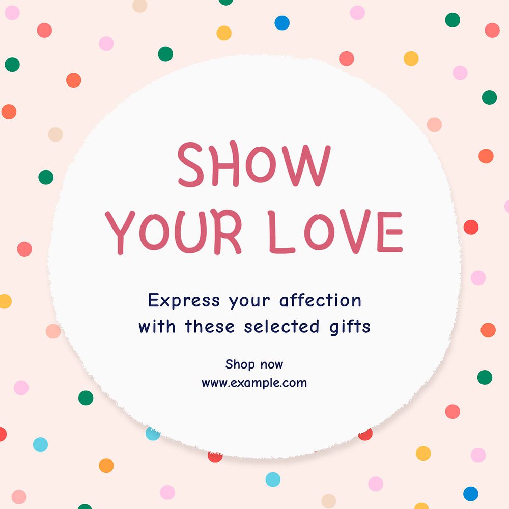 Love & gift selection Instagram post template, editable text