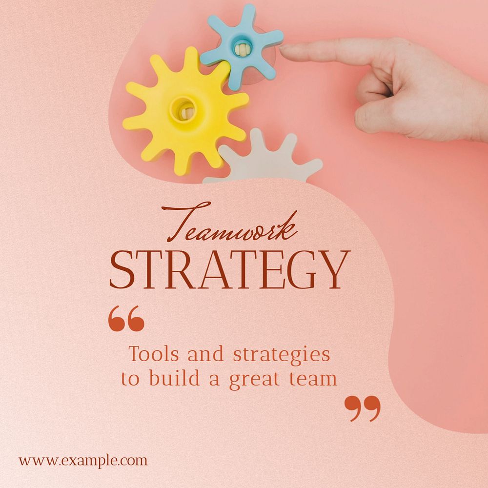 Teamwork strategy Instagram post template, editable text