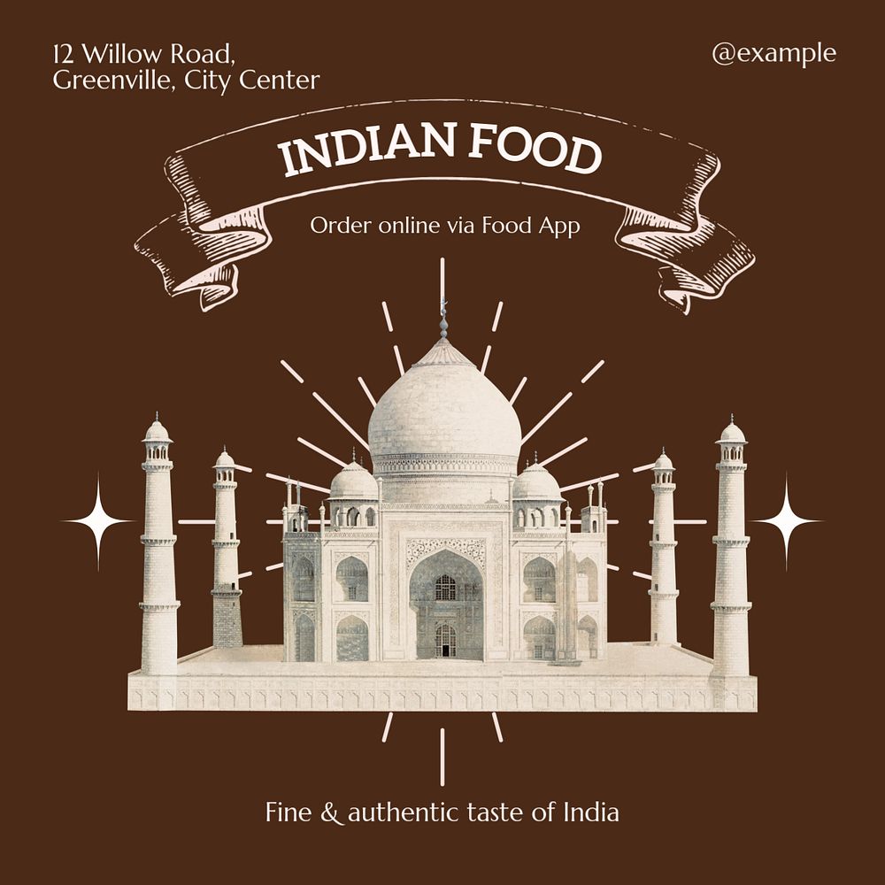 Indian food Facebook post template, editable design