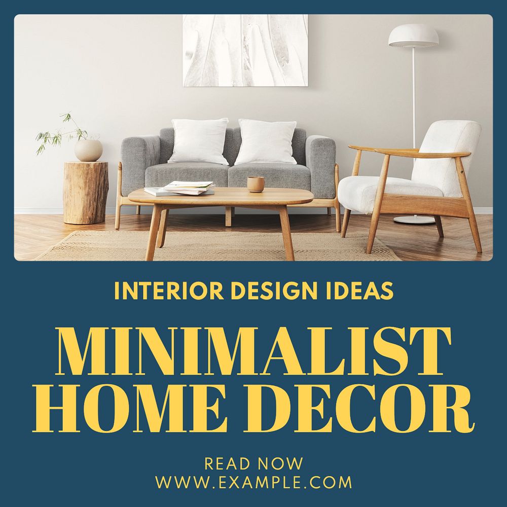 Minimalist home decor Instagram post template, editable text