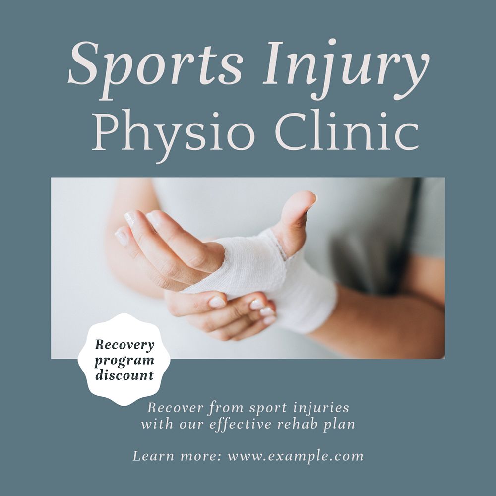 Sports injury physio Instagram post template, editable social media design