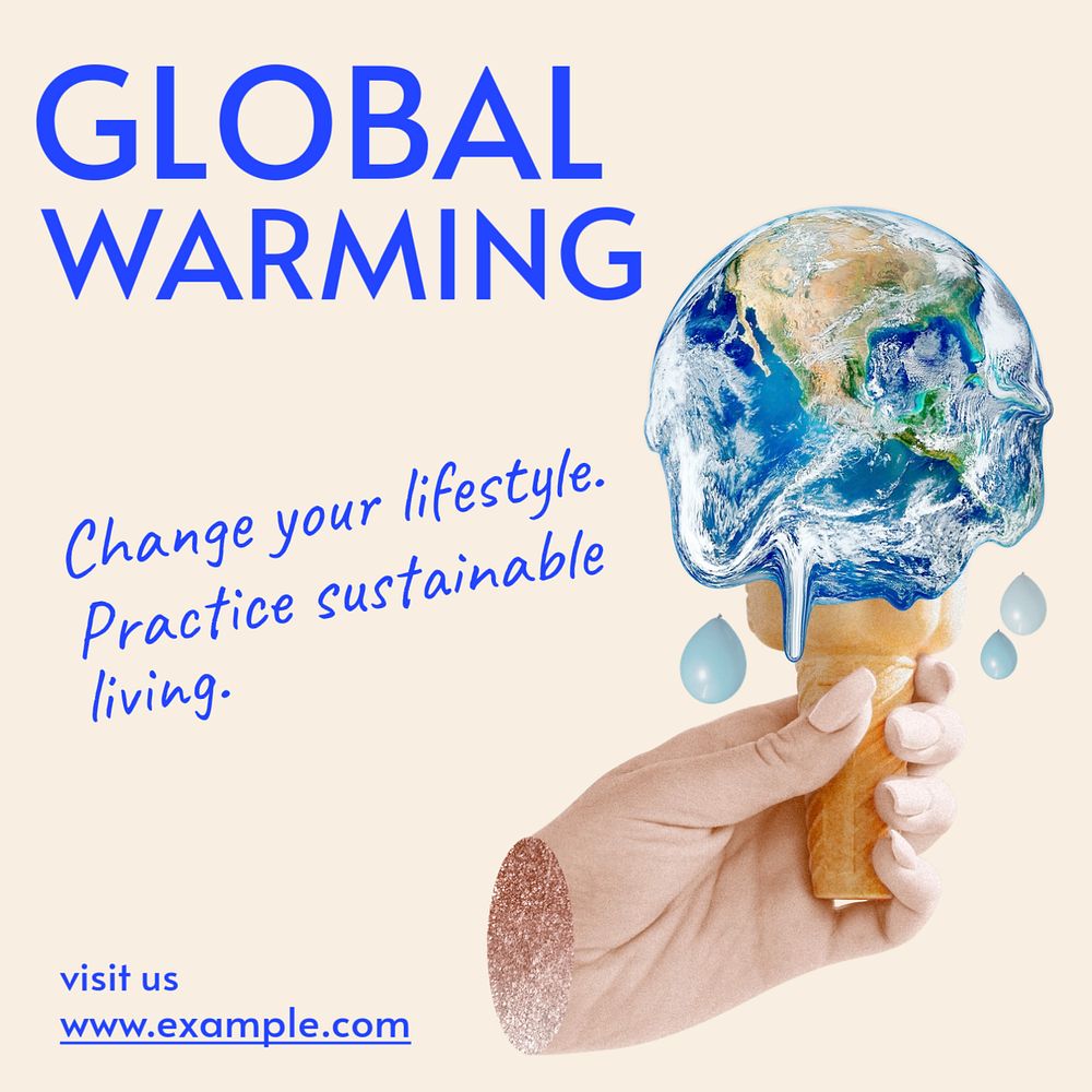 Global warming Instagram post template, editable text