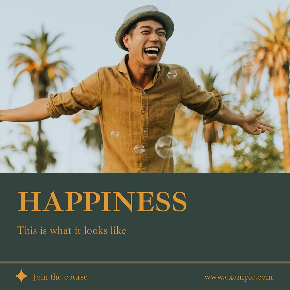 Happiness Instagram post template, editable social media design