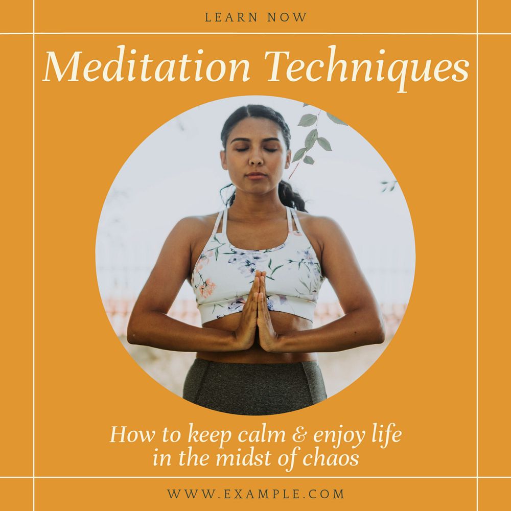 Meditation techniques Instagram post template, editable social media design