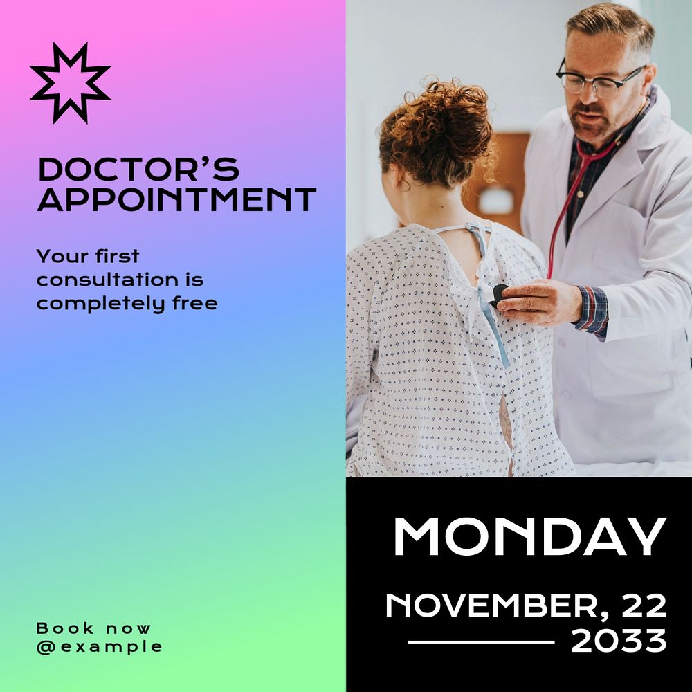 Doctor's appointment Instagram post template, editable text