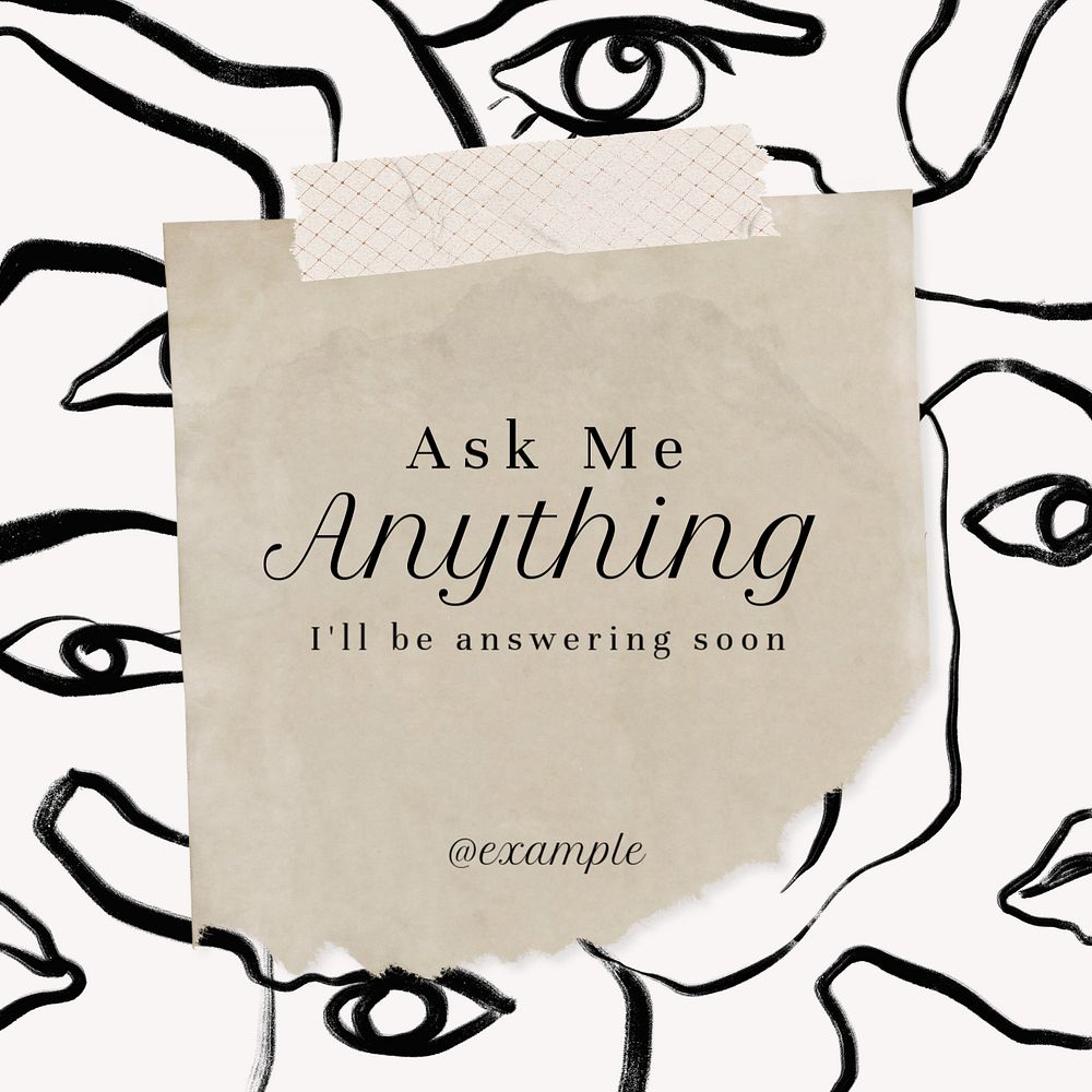 Ask me anything Instagram post template, editable text