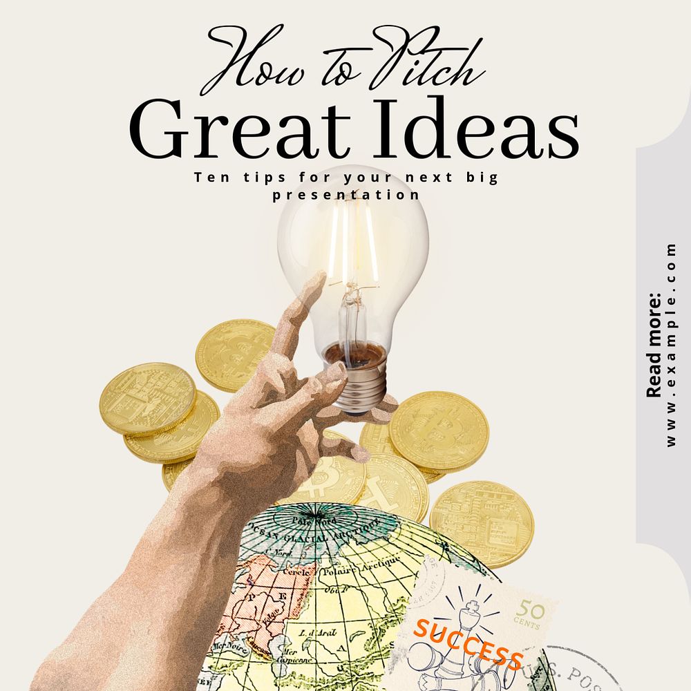 Pitch great ideas Instagram post template, editable text