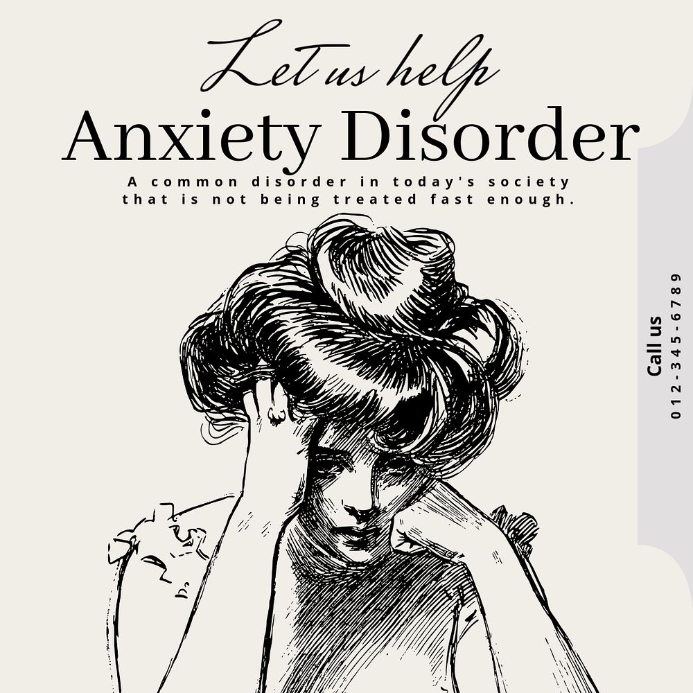 Anxiety & mental health post template, editable social media design