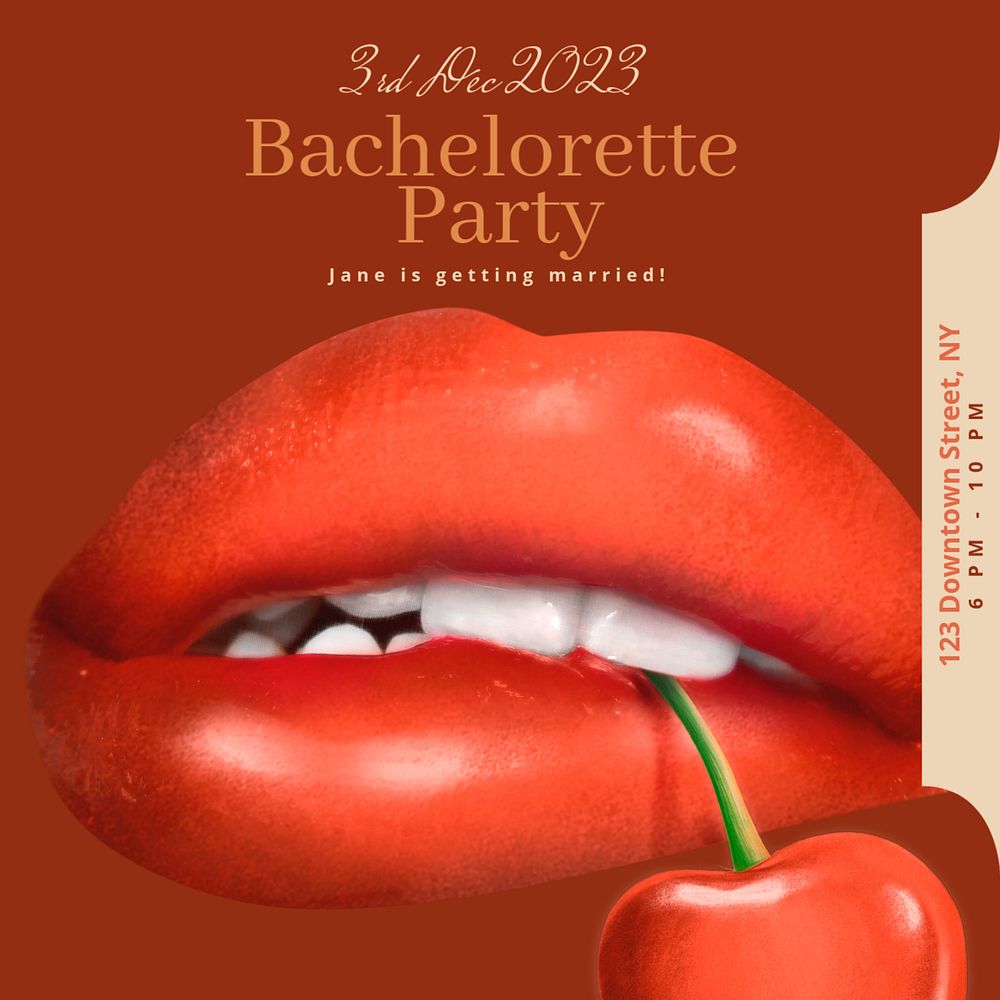 Bachelorette party Instagram post template, editable text