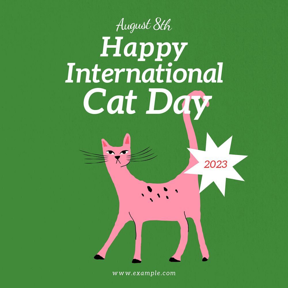 Cat day Instagram post template, editable text