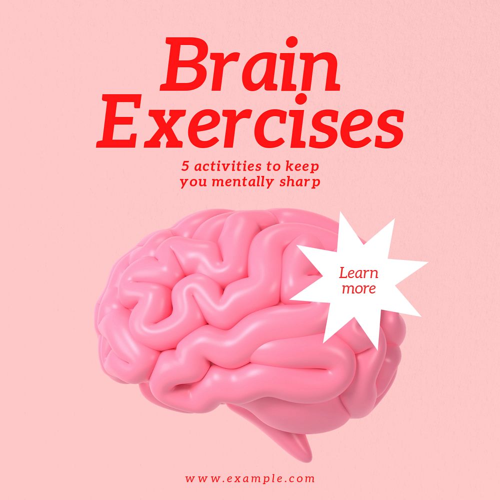 Brain exercises Instagram post template, editable text