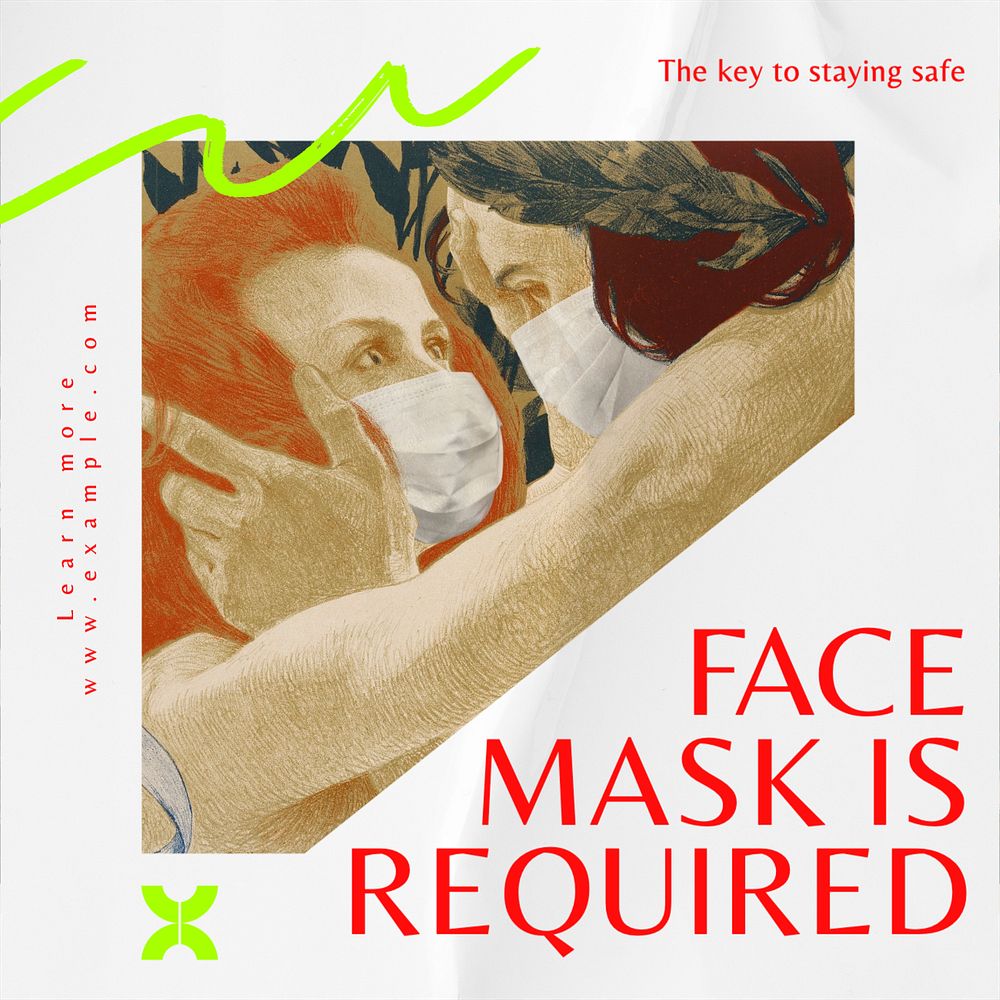 Face mask Instagram post template, editable text