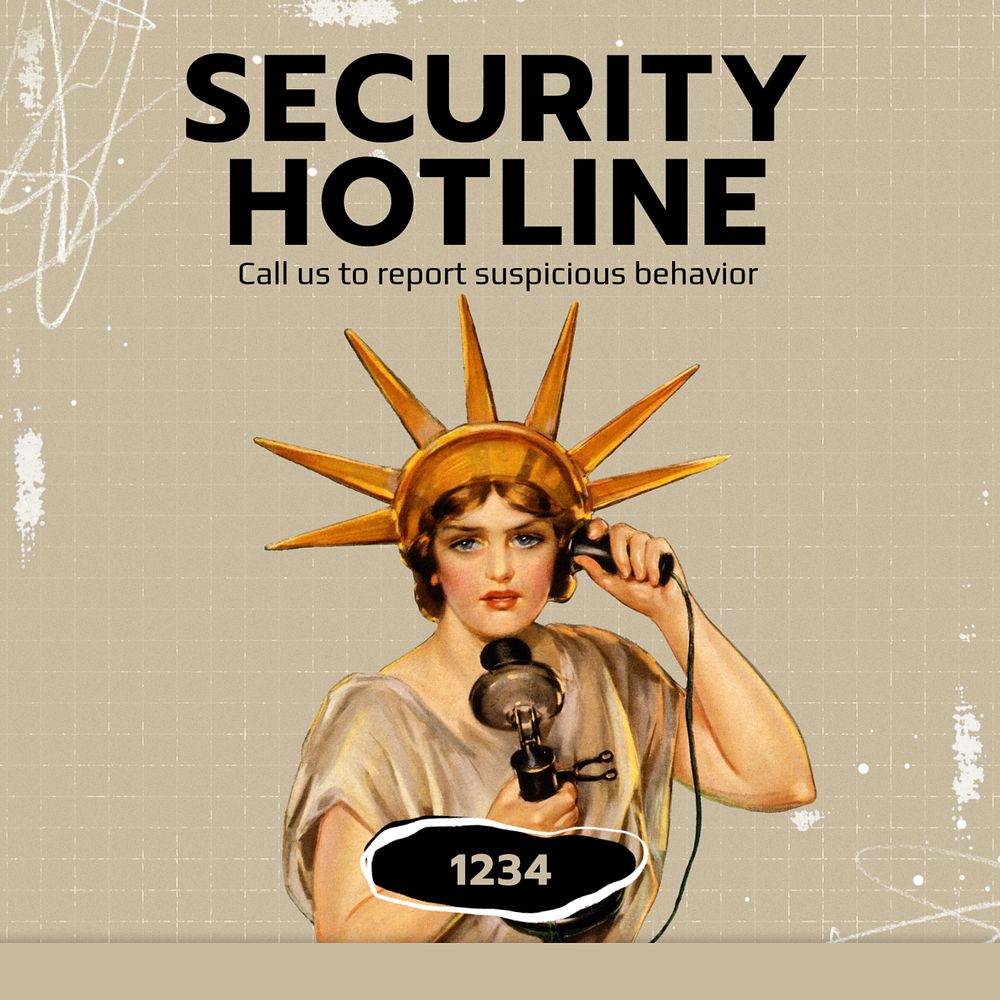 Security hotline Instagram post template, editable text