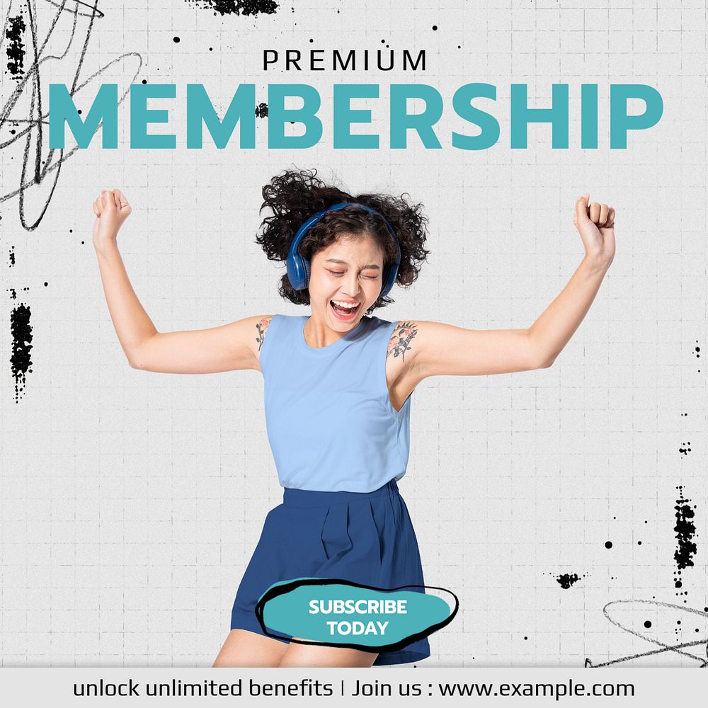 Premium membership Instagram post template, editable text