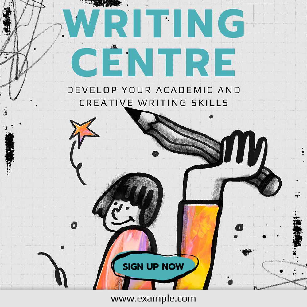 Writing centre Instagram post template, editable text