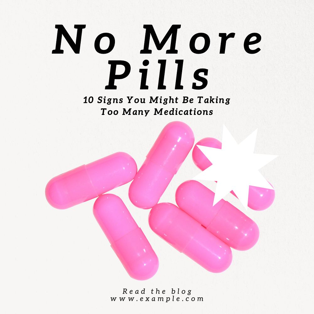 Pills & medication Instagram post template, editable text