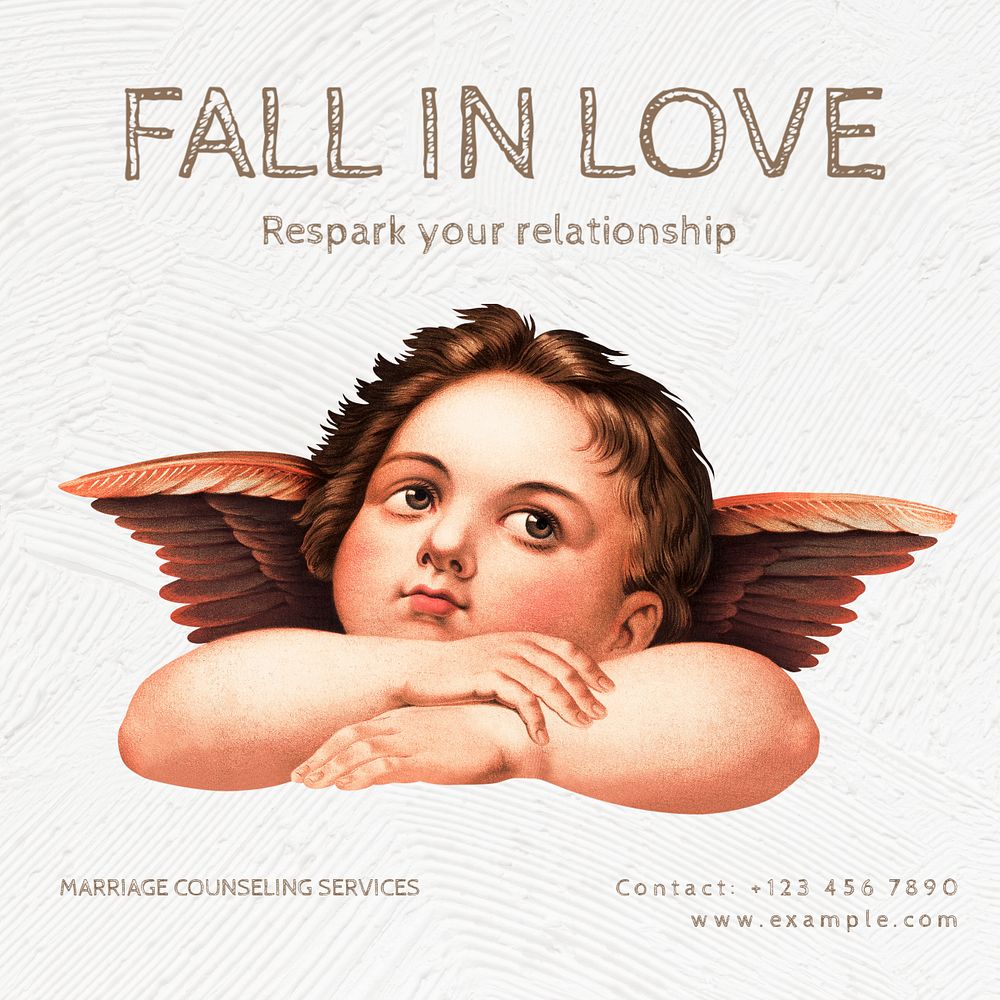 Fall in love Instagram post template, editable text