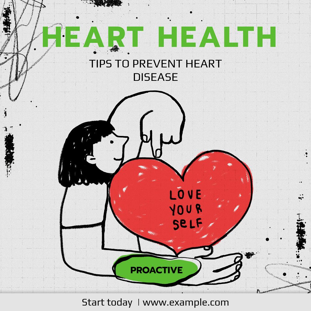 Heart health Instagram post template, editable text