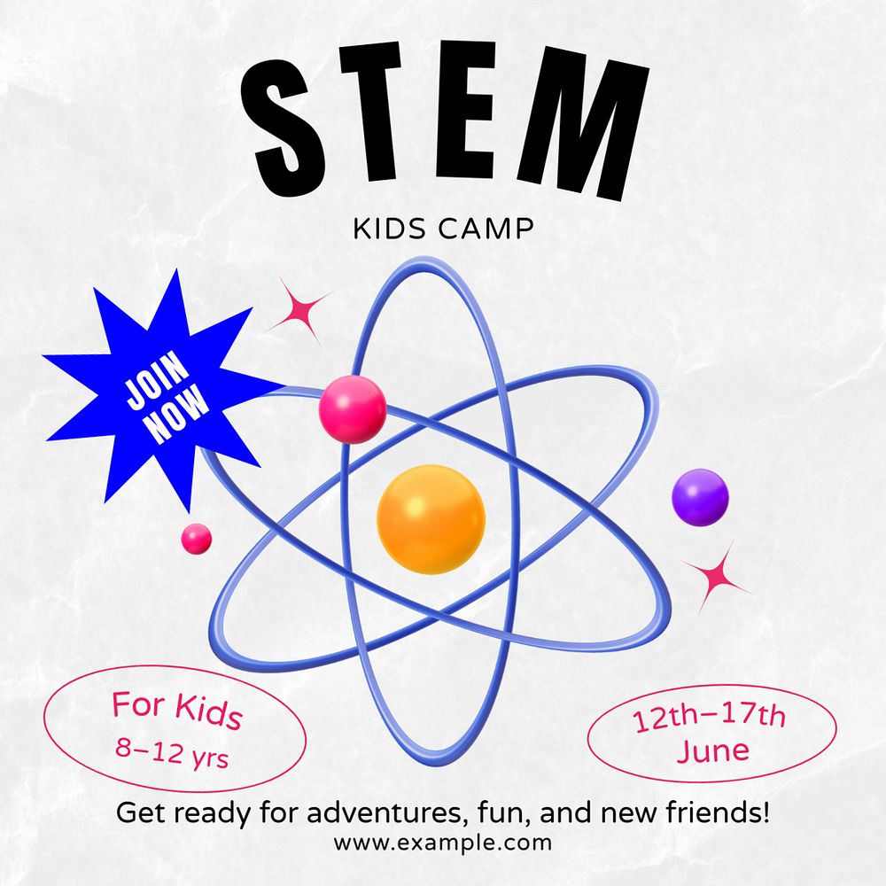 STEM kids camp post template, editable social media design