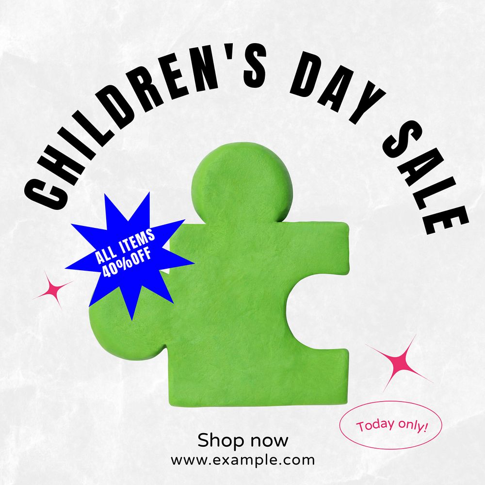 Children's day sale post template, editable social media design