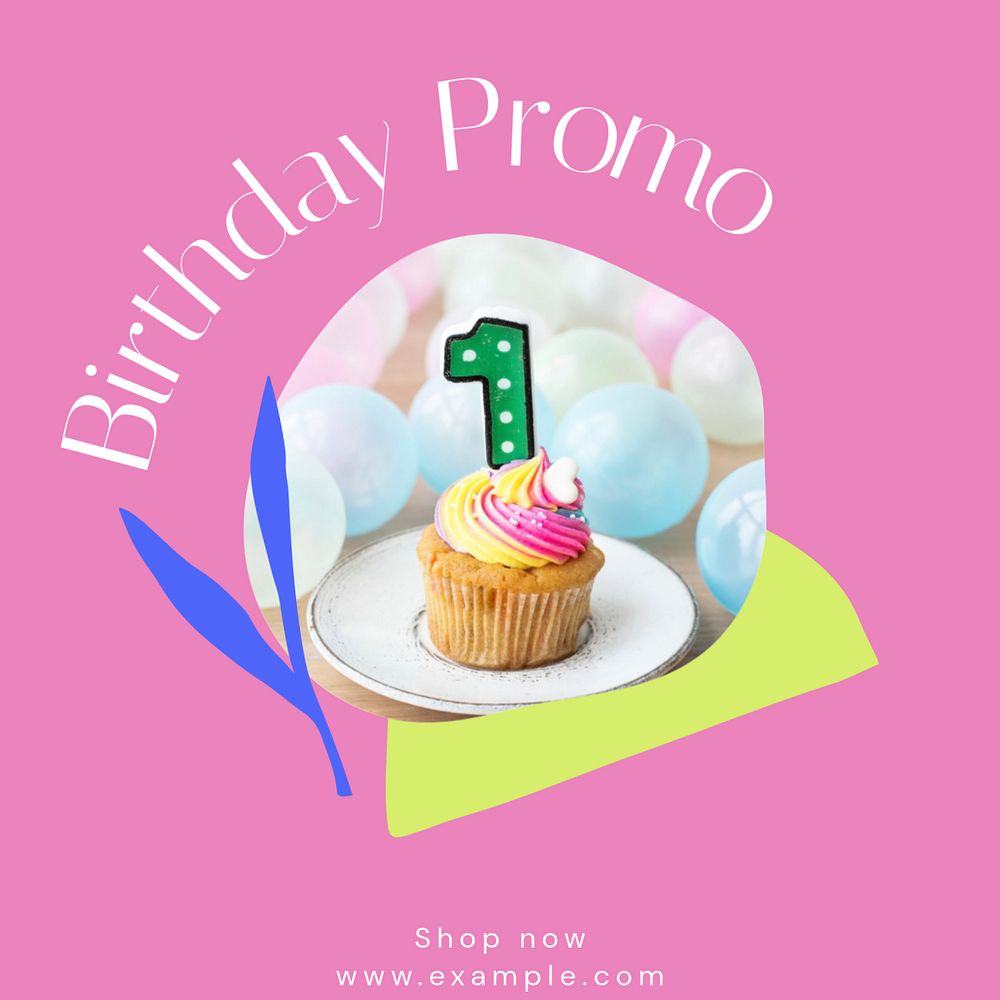 Birthday promo Instagram post template, editable design