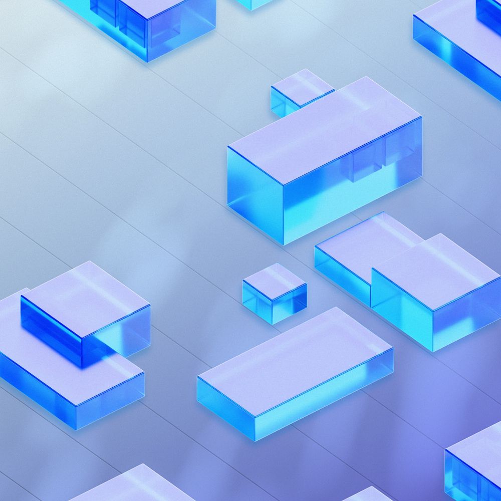 Digital blue squares background, editable 3D geometric shape design