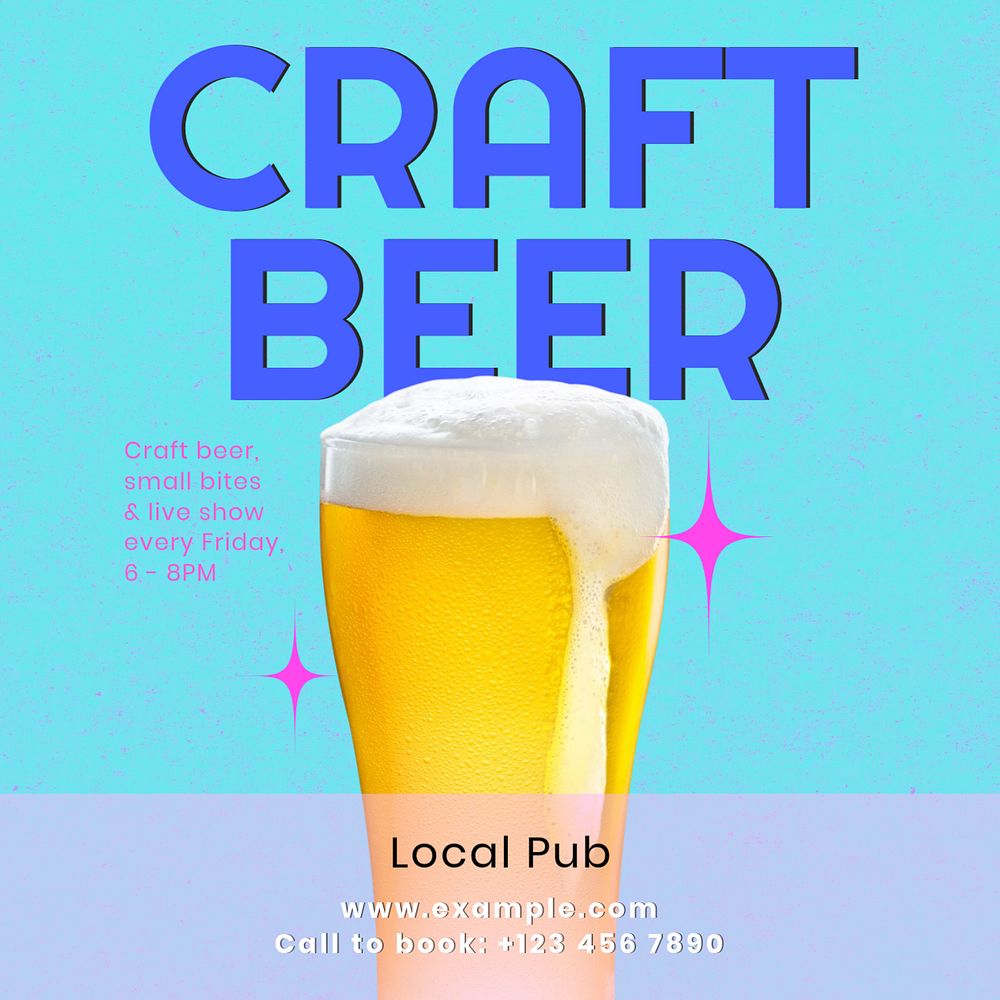 Craft beer Instagram post template, editable text