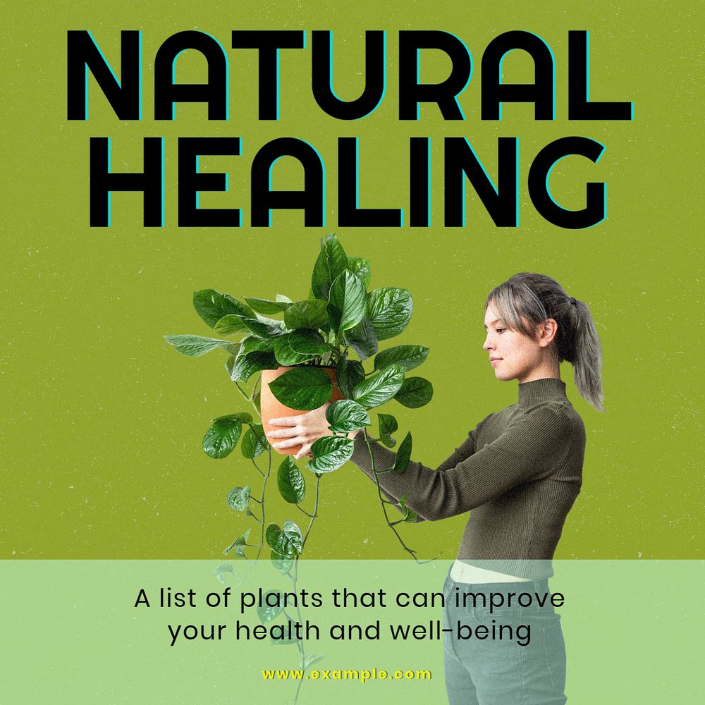 Natural healing Facebook post template, editable design