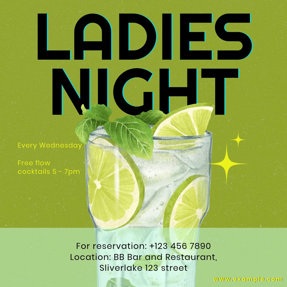 Ladies night Facebook post template, editable design