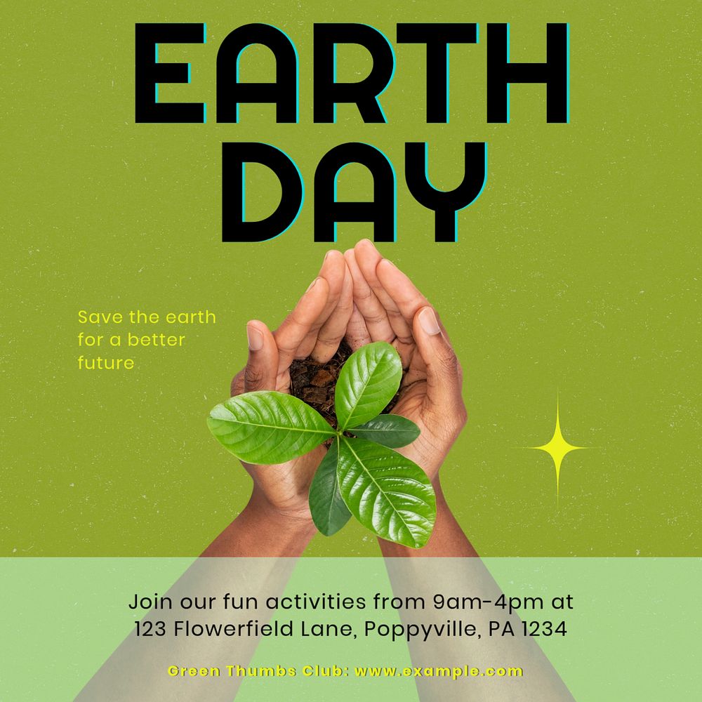 Earth day social post template, editable design for Instagram