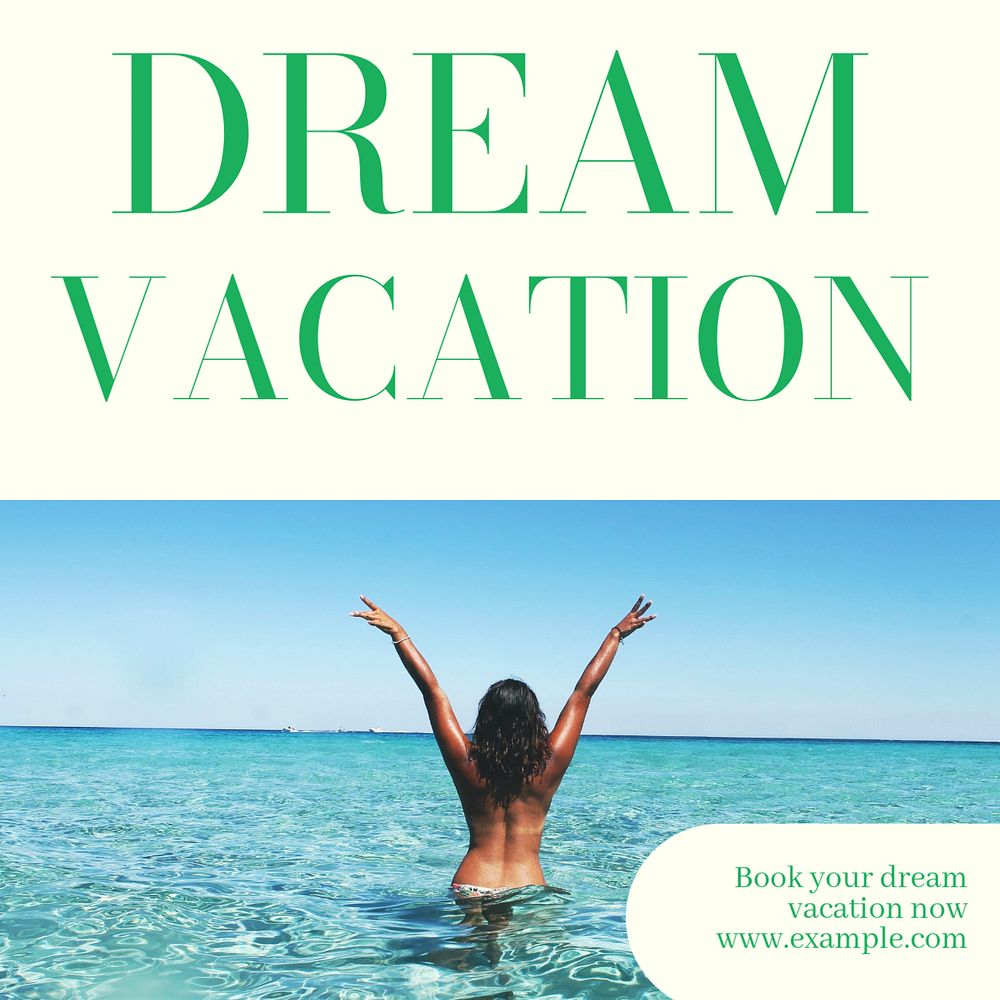 Dream vacations Instagram post template, editable design